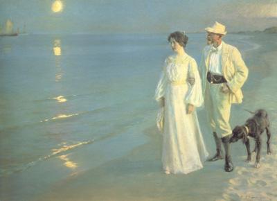 Peder Severin Kroyer Summer Evening on the Skagen Beach The Artist and hs Wife (nn02) oil painting image